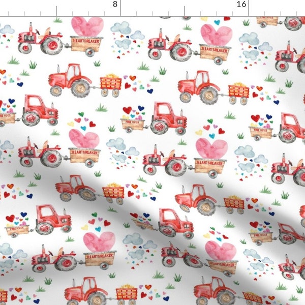 Valentine Harvest Trucks Fabric - Valentine Harvest // White By Hipkiddesigns - Valentine Harvest Cotton Fabric By The Yard With Spoonflower