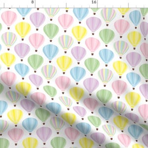 Hot Air Balloon Fabric - Pastel Hot Air Balloon By Jannasalak - Hot Air Balloon Nursery Baby Pink Cotton Fabric By The Yard With Spoonflower