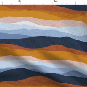 Desert Sunrise Fabric - Desert Landscape By Sugarpinedesign - Earth Tones Western Sunset Blue Cotton Fabric By The Yard With Spoonflower