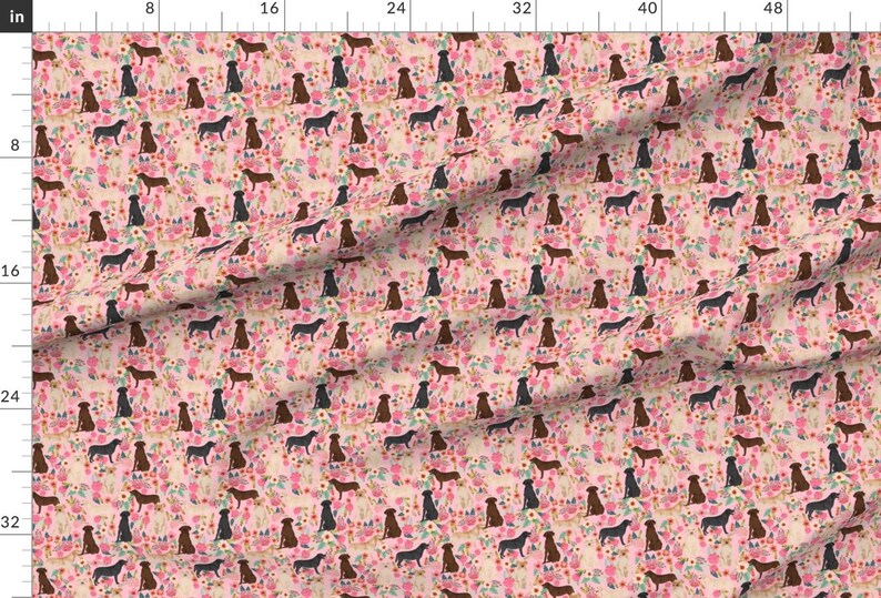 Labrador Pink Florals -Cute Labrador Dog By Petfriendly- Floral Dog Print Home Decoration Cotton Fabric By The Yard With Spoonflower Bild 2