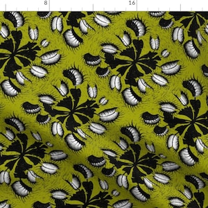 Black Fly Trap Fabric - Venus Fly Trap - Moss By Thecalvarium - Summer Botanical Fly Trap Cotton Fabric By The Yard With Spoonflower