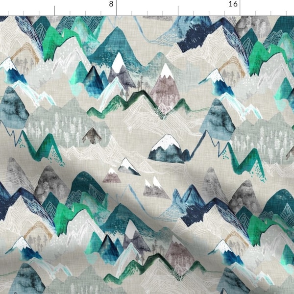 Mountain Fabric - Call Of The Mountains By Nouveau Bohemian - Mountain Adventure Camping Rustic Cotton Fabric By The Yard With Spoonflower