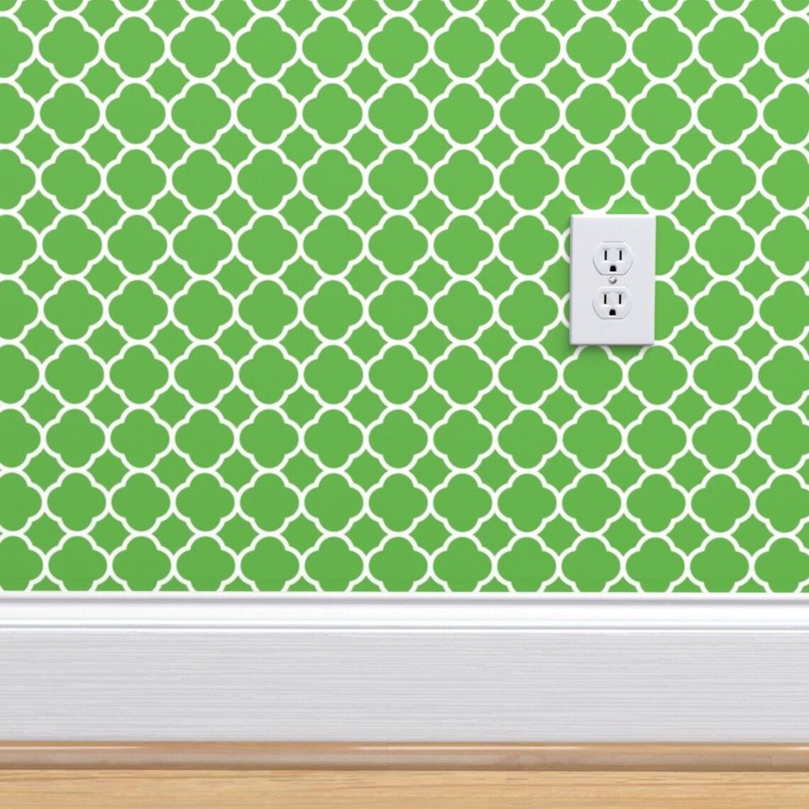 Green Wallpaper Kelly Green Quatrefoil by Sweetzoeshop | Etsy