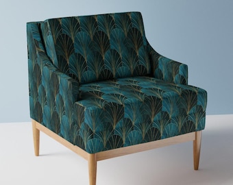 1920s Fans Upholstery Fabric- Art Deco by thewellingtonboot - Art Deco Glam Ombre Blue Geometric  Fabric By The Yard With Spoonflower