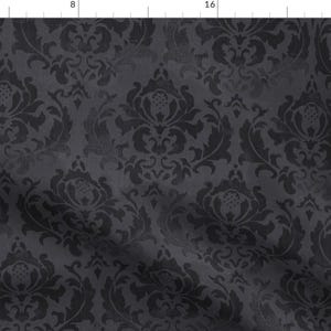 Gothic Damask Fabric - Damask Noir by whatever-works - Moody Victorian Gray Black Distressed Dramatic  Fabric by the Yard by Spoonflower
