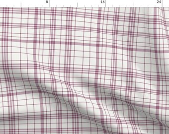 Mauve Purple Plaid Fabric - Deep Mauve Plaid Check Fabric By Charlottewinter - Mauve Plaid Rose Cotton Fabric by the Yard with Spoonflower