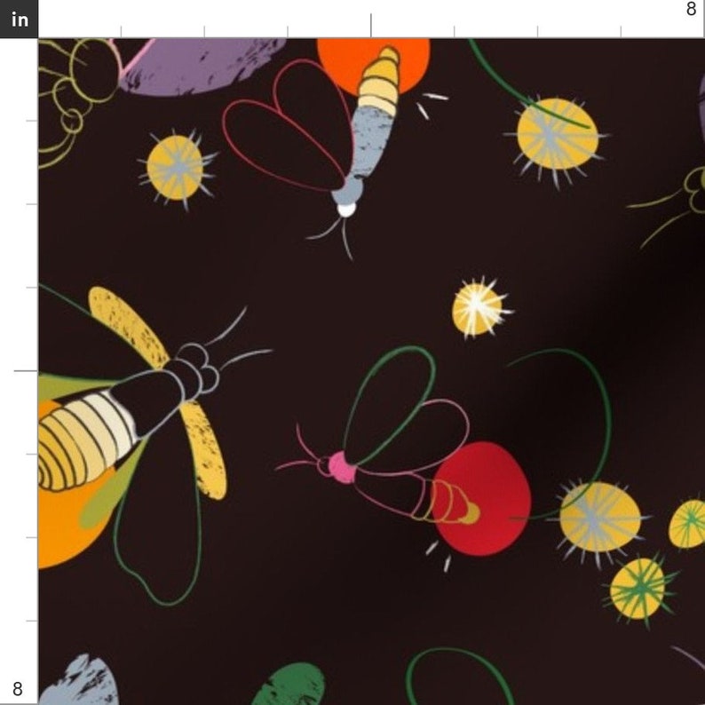 Firefly Fabric Firefly by Pragya K Firefly Lightning Bug | Etsy