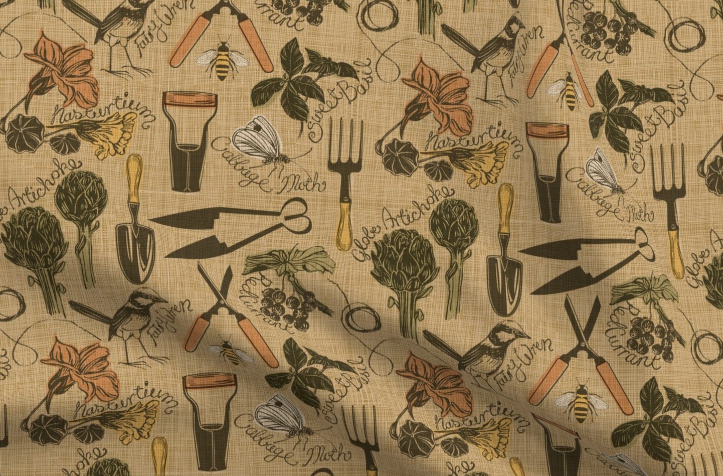 Gardening Fabric My Rustic Garden By Cjldesigns Garden Etsy