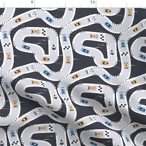 Race Car Fabric - Track By Innamoreva - Race Track Boys Nursery Decor Cotton Fabric By The Yard With Spoonflower
