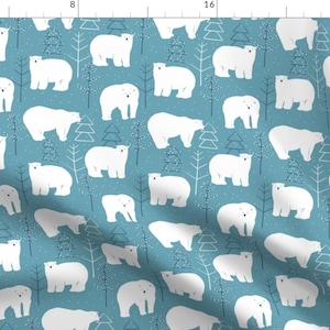 Winter Polar Bear Fabric - Polar Bears By Innamoreva - Polar Bear Modern Nursery Decor Cotton Fabric By The Yard With Spoonflower