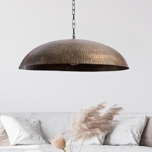Handmade Pendant Light, Brass Oxide Ceiling Lamp, Solid Brass Dome, Moroccan Oxide Lightn,Handmade Patina Moroccan Kitchen Island Lighting