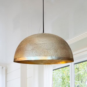 Hammered dome lamp , kitchen island, brass dining lampshade, handmade brass lamp