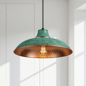 Oxidized pendant Copper Patina Light,Copper Patina Lamp, Hanging Pendant Lighting, Kitchen Island Lighting, Ceiling Light Fixture