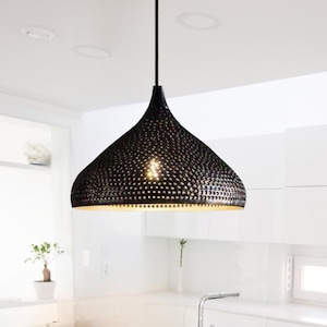 Hammered dome lamp ,Brass pendant light, black Hanging Lamp, Lampshades Lighting, art Deco lamp .