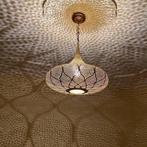 Moroccan Pendant Light, Moroccan Ceiling Fixture, Hanging Brass Lantern, Boho Decor, Unique Light Shade for Home & Kitchen .