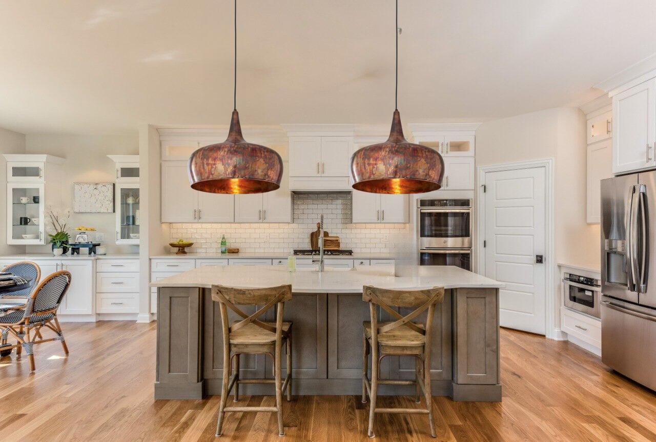 Set of 2 Patina Copper Pendant Lights: Kitchen Island Lighting - Etsy