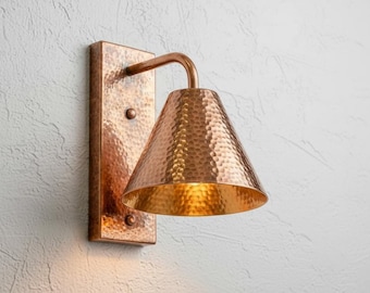 Hand Hammered Copper Wall Sconce, Moroccan Boho Farmhouse Light Fixture