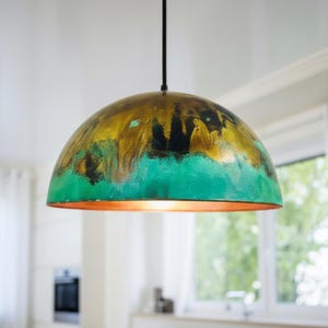 Lampada a sospensione in rame ossidato: lampada a sospensione in ottone patinato