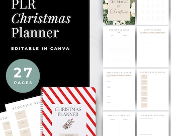 Christmas Planner PLR, Printable Xmas Planner, Editable Canva Christmas Planner, Holiday Planner DFY, Holiday Organizer, Resell Template