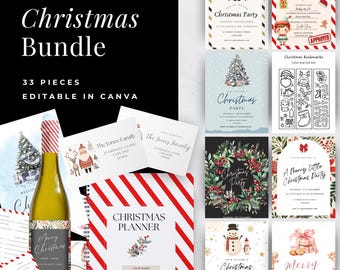 Christmas PLR Bundle, 33 Done For You Digital Products, Xmas Planner, Party Invitations, Commercial Resell Rights, PLR Xmas Printables