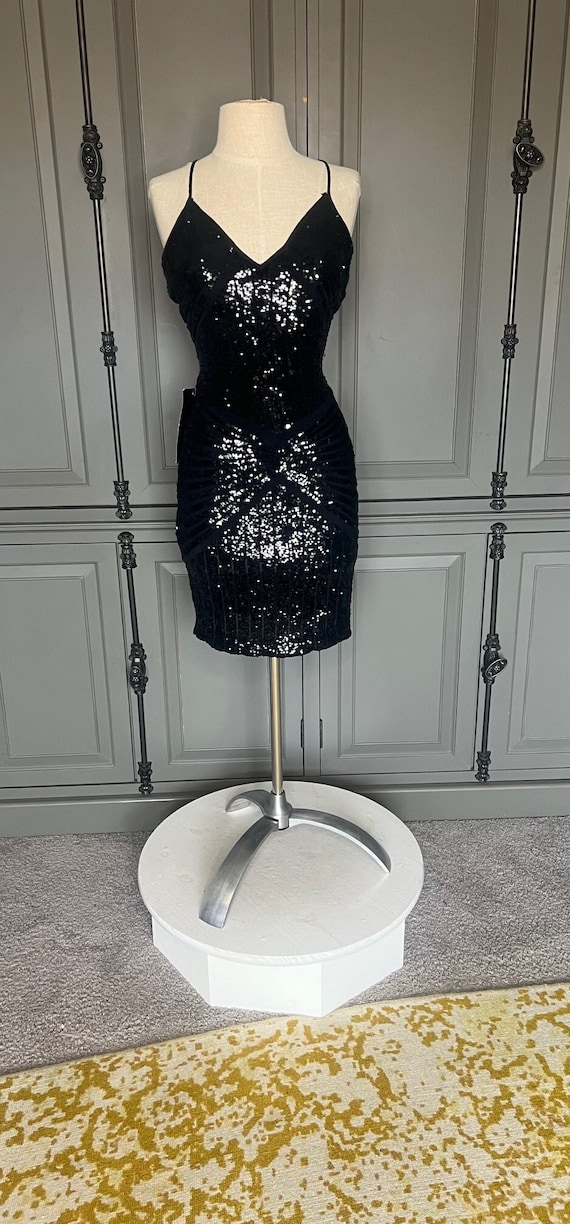 bebe black sequin dress Bebe Black Sequin Feather Mini Dress