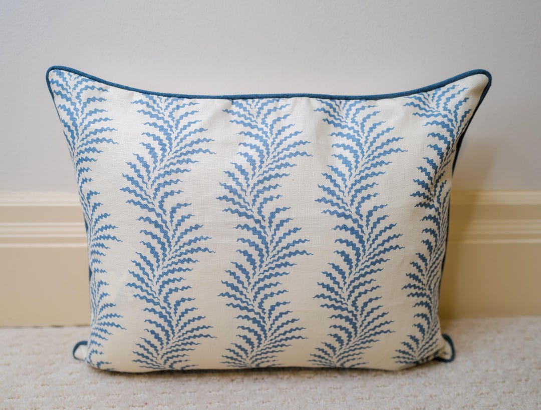 Soane Scrolling Fern Azure Piped /-13x17”/ready to Ship - Etsy