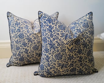 Pair Robert Kime Mayflower/twisted cord handmade pillow covers 19”/Ready to ship