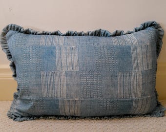 Jennifer Shorto Ruffled Simoun in silk 15x24” pillow cover /Ready to ship