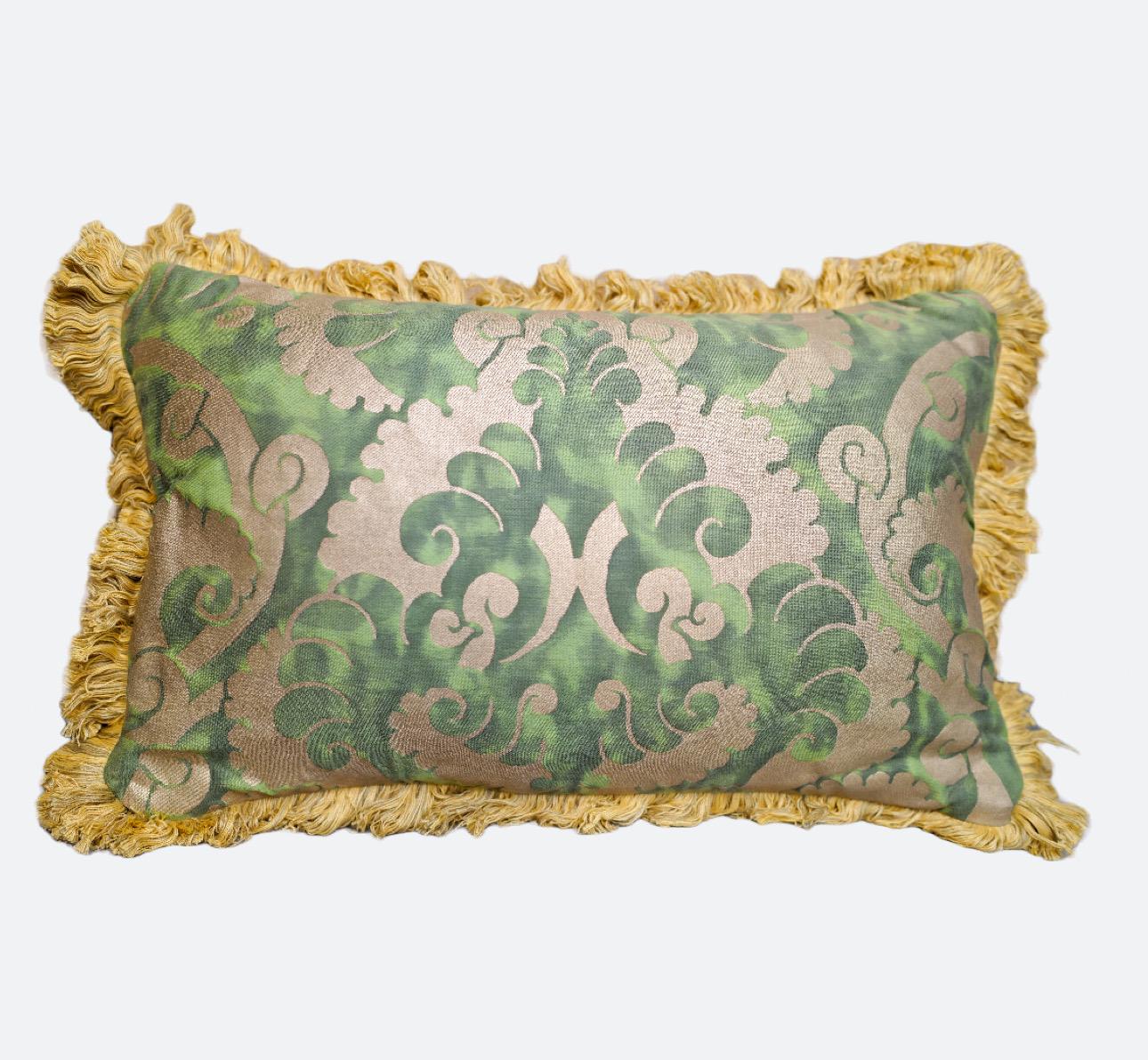 Pair of Fortuny Pillows with Malmaison Pattern in Rust, Cream & Gold - Priced Individually Pair of Fortuny Pillows with Malmaison Pattern in Rust, Cream & Gold - Priced Individually