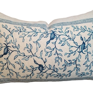 Brooke Perdigon  15x23” with Schumacher blue ball tassels/Both sides/Ready to ship