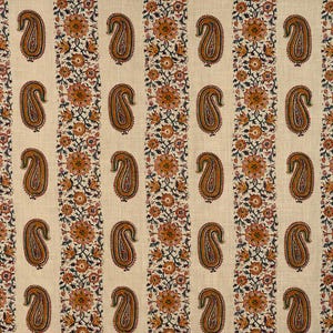 Paisley Stripe - Bijou - Housse de coussin en lin pierre/Fabriqué sur commande