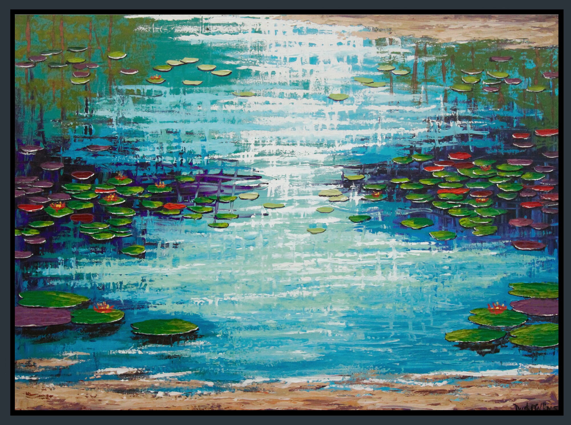 Lily pad painting original impressionist pond lake abstract Etsy