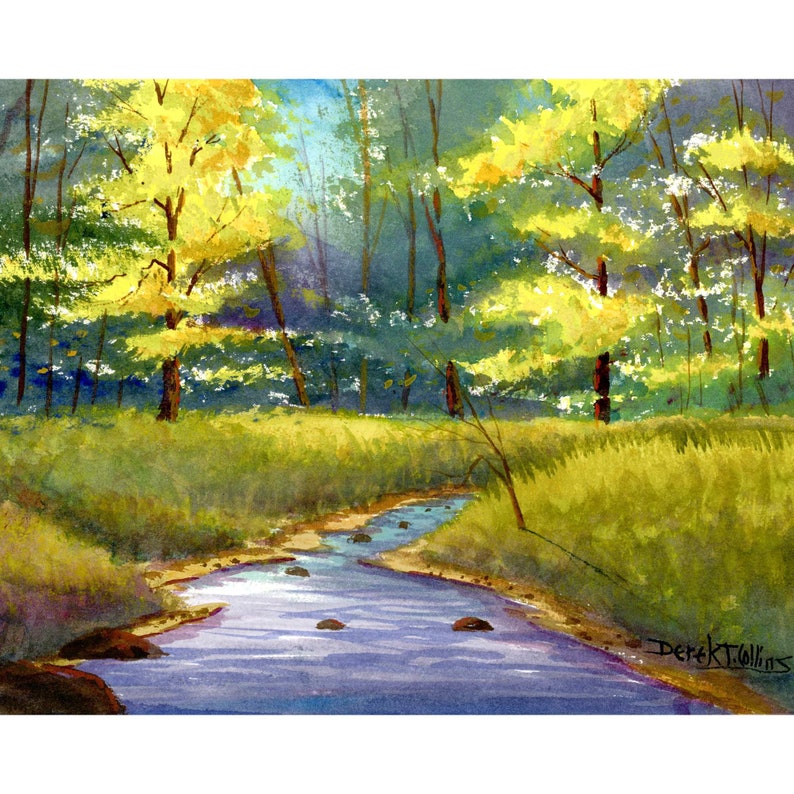 Paysage Peinture Aquarelle  automne arbres Imprimer  Arbre 