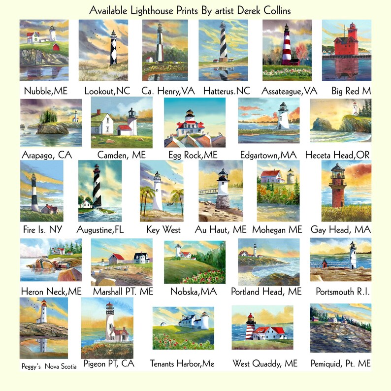 Bass Harbor Lighthouse painting PRINT Maine Bar Harbor Acadia Nautical GICLEE reproduction East Coast Derek