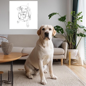 Arte Labrador stampabile, illustrazione minimalista di cane, decorazione digitale