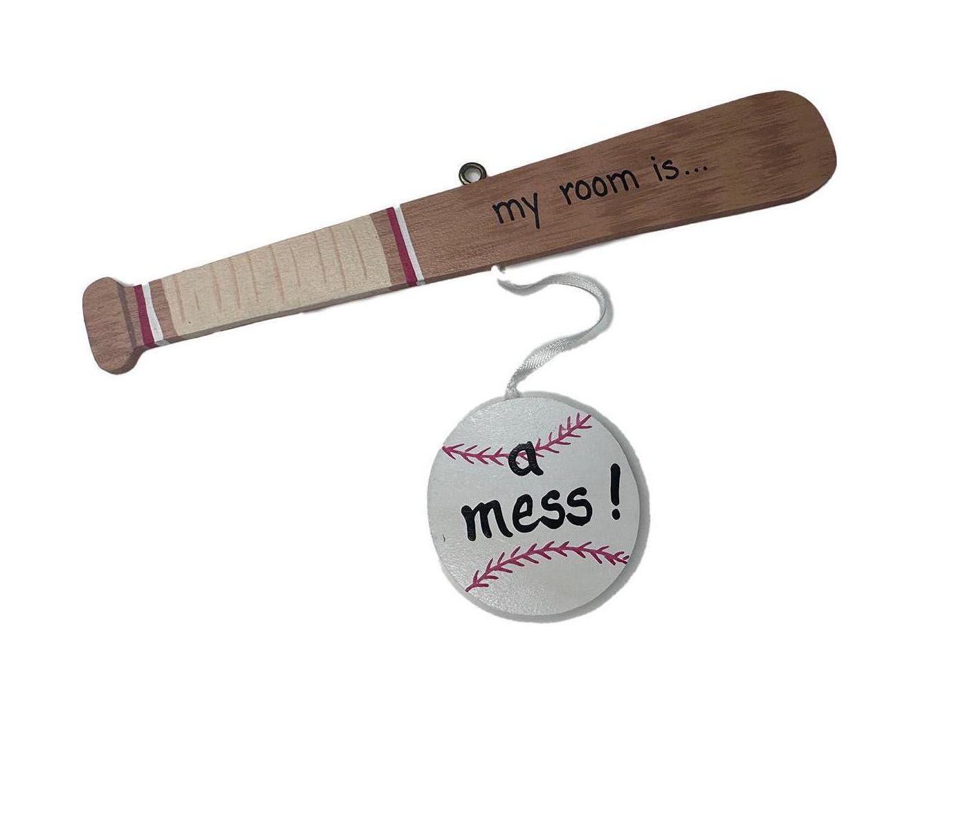Wooden Baseball Flip Sign for Kids Sports Room or Playroom Decor Glow in the dark