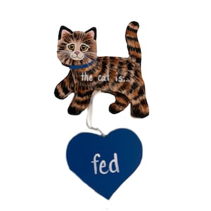 Tabby Cat Feeding Reminder Reversible Magnet for Fridge Tracker