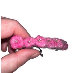 Needle Felted Cherry Blossom Barrette Pink Wool Flower Hair Clip
