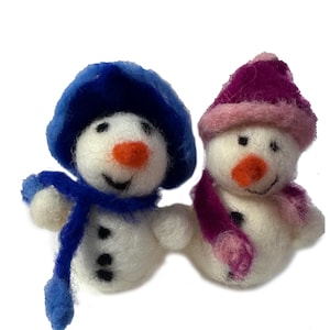 Needle Feted Whimsical Snowman Wool Sculpture for Cozy Winter Decor