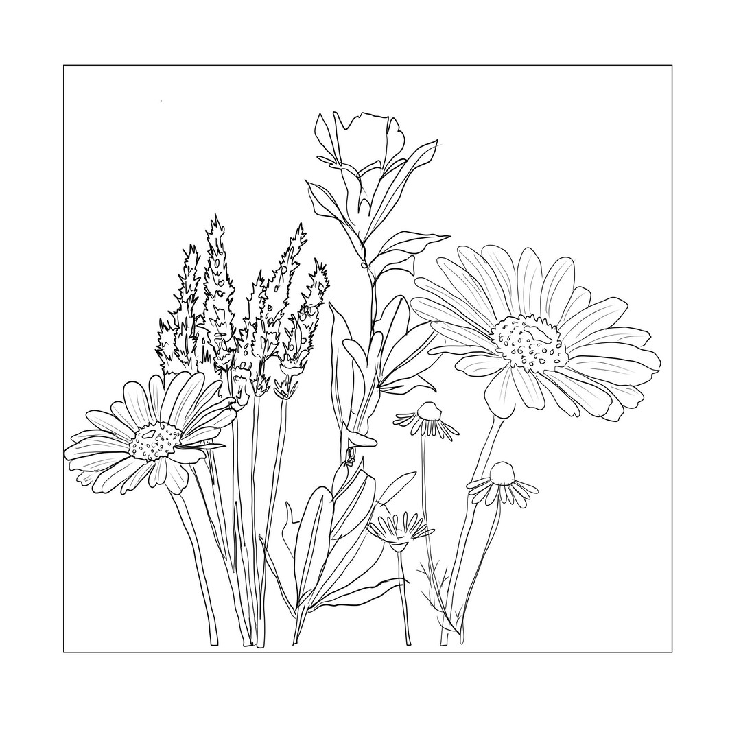 Flower Drawing Digital Download Printable - Etsy