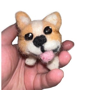 Needle Felted Corgi Sculpture Handcrafted Wool & Silk Dog Art
