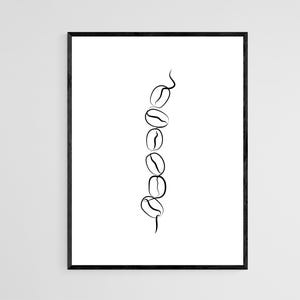 Minimalist Coffee Bean Line Drawing Printable Wall Art for Kitchen or Office Decor