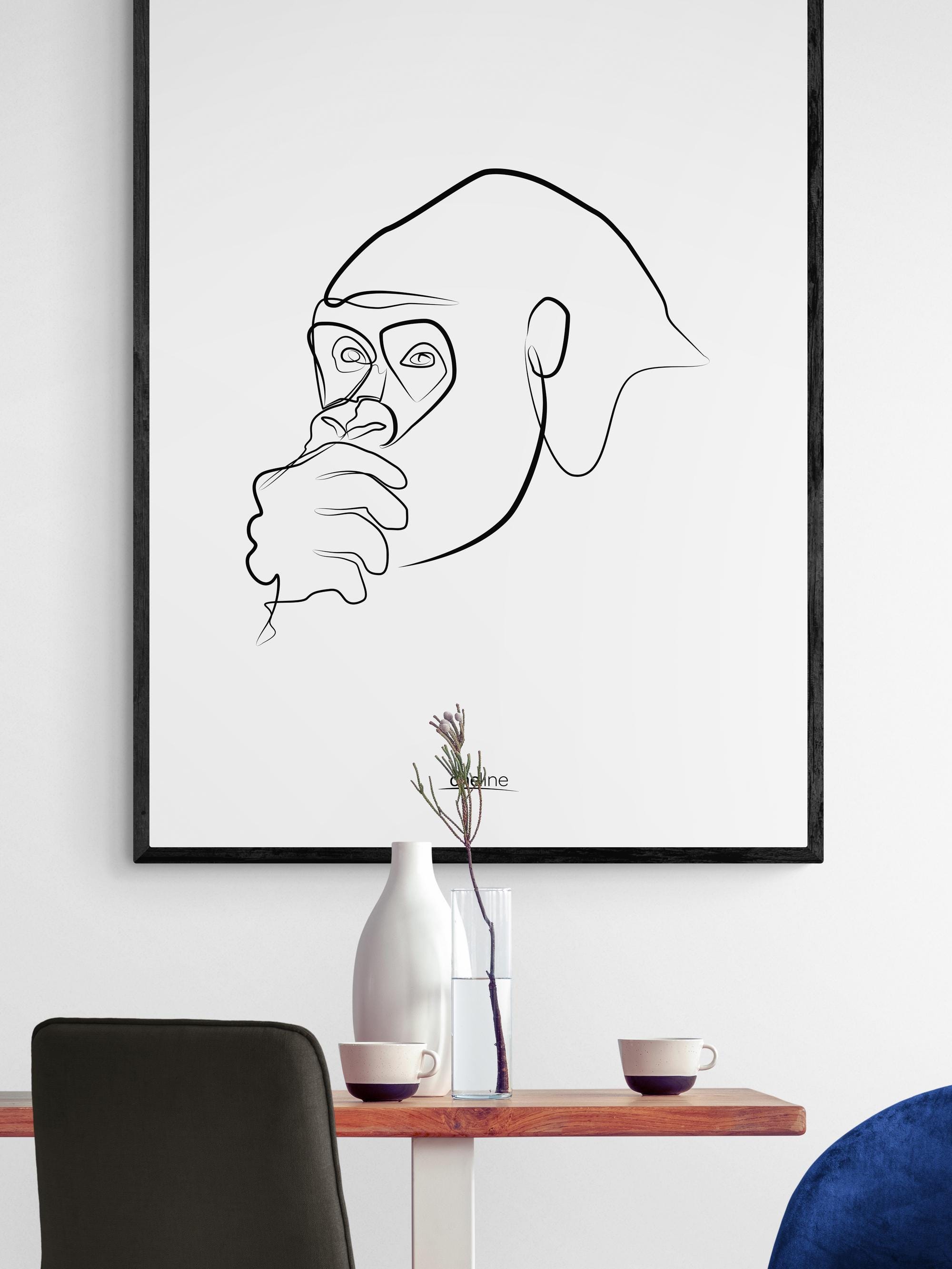 Minimalist Abstract Gorilla Art - One Line Drawing With Paw - Etsy