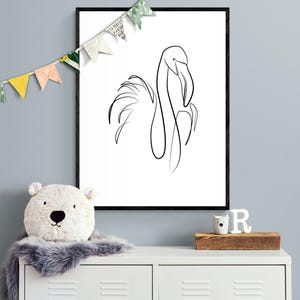 Flamingo Printable One Line Drawing - Minimalist Bird Wall Art for Nursery and Home Decor