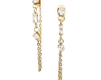 Elison Diamond Chain Stud Earrings