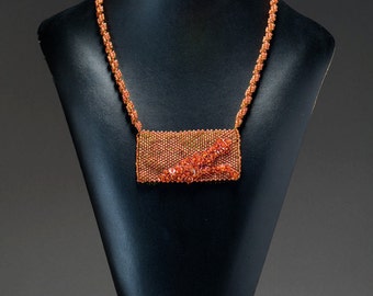 Peyote stitch Deep Orange Necklace