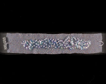 White seed bead bracelet with sequins