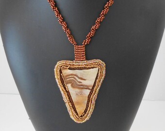 Jasper  set in seed beads necklace