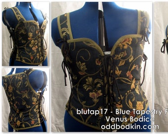 Odd Bodkin Venus Bodice in Blue Tapestry Floral - Made to Order - blutap17