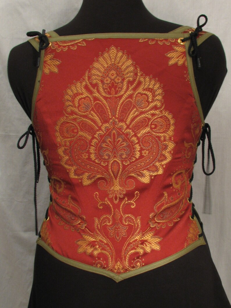 redtap53 Odd Bodkin Venus Bodice in Brick /& Gold Leaf Made to Order
